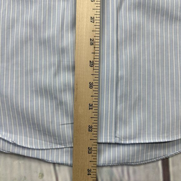 Brooks Brothers Dress Shirt Men Striped Blue Non Iron Supima Cotton 15.5 34 - Picture 8 of 9
